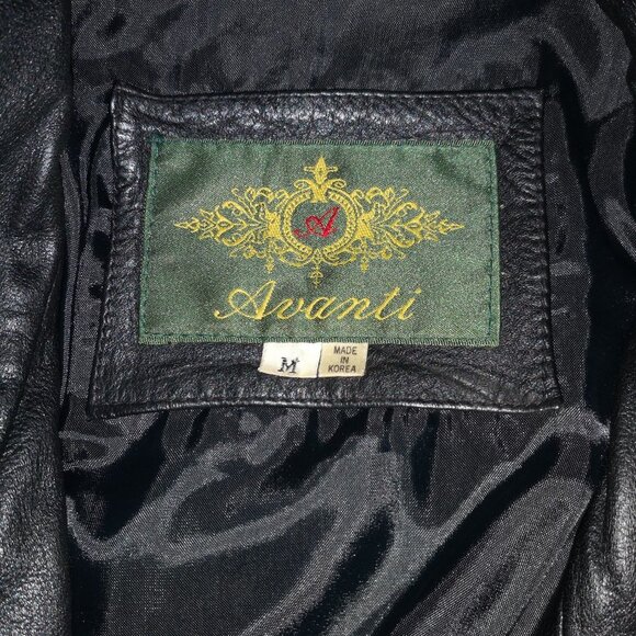 Vintage Avanti Men's Size Medium Button Closure Black Leather Jacket - Picture 3 of 7
